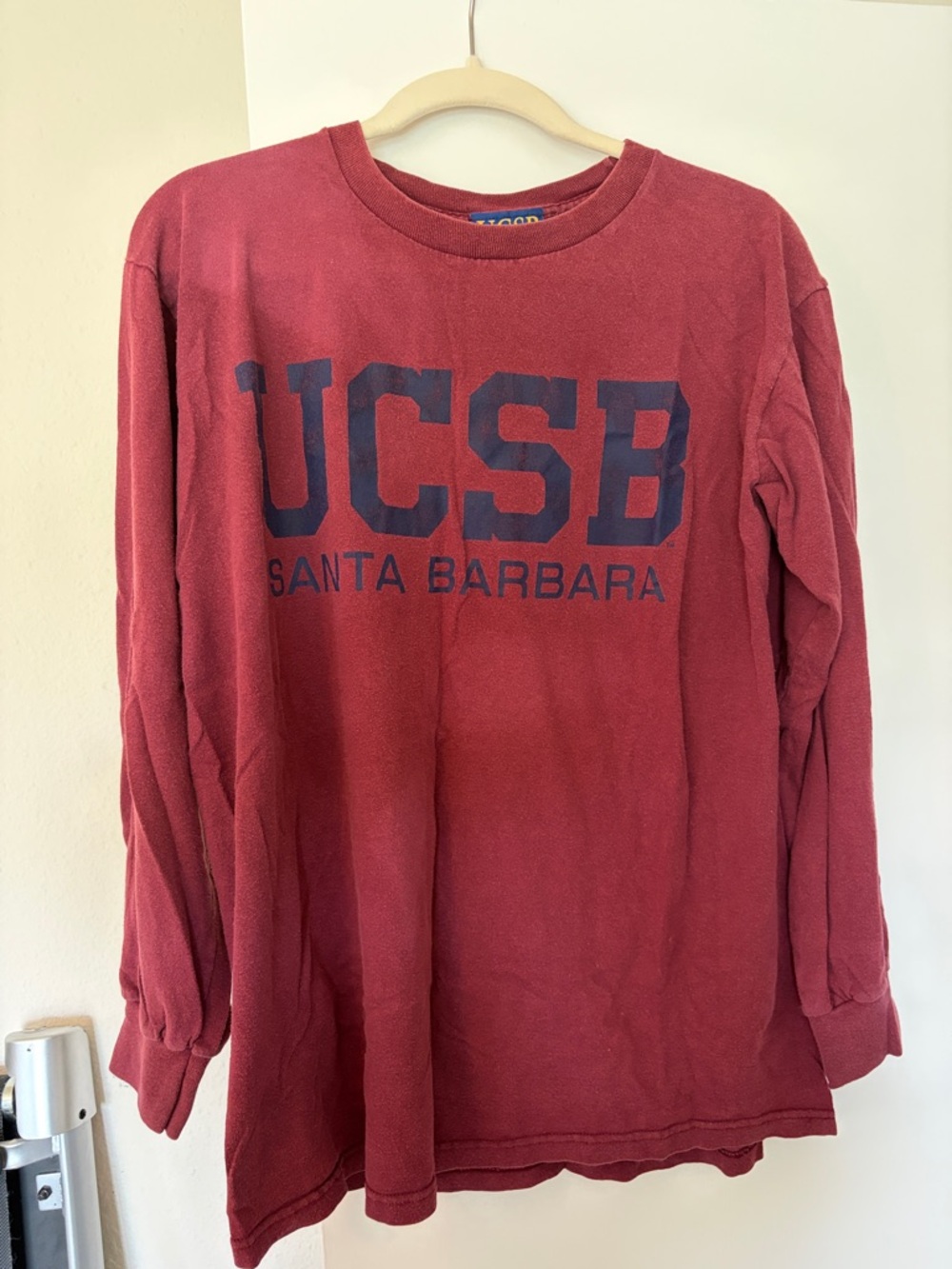 Vintage UCSB Santa Barbara Long Sleeve Tee - Maroon with Navy Logo